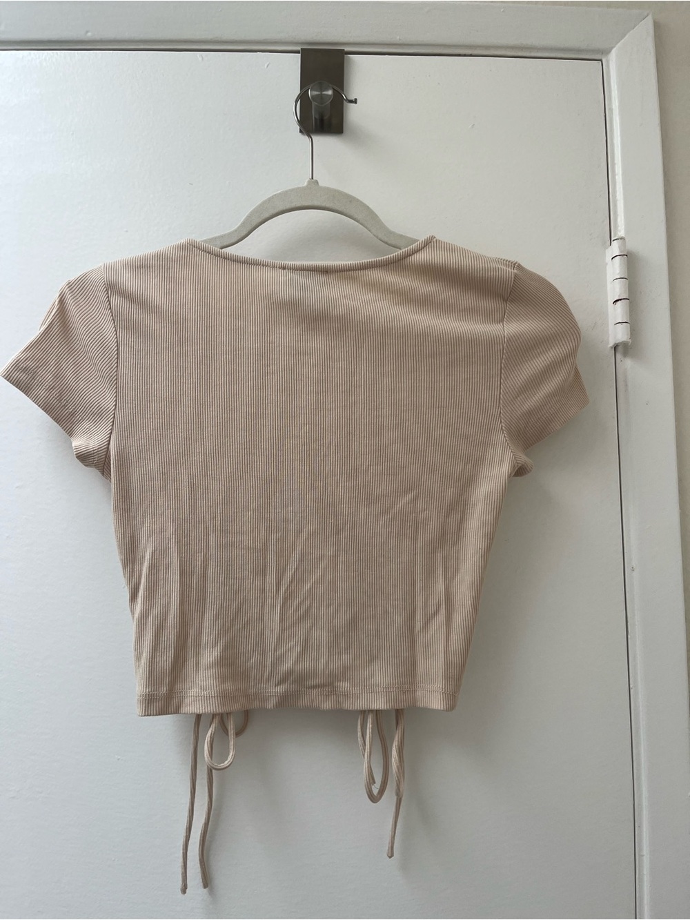 Princess Polly Neutral Beige Ruched Drawstring Crop Top - Picture 3 of 3